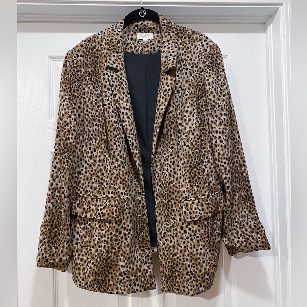 Loft Plus Leopard Print Open Blazer - image 3